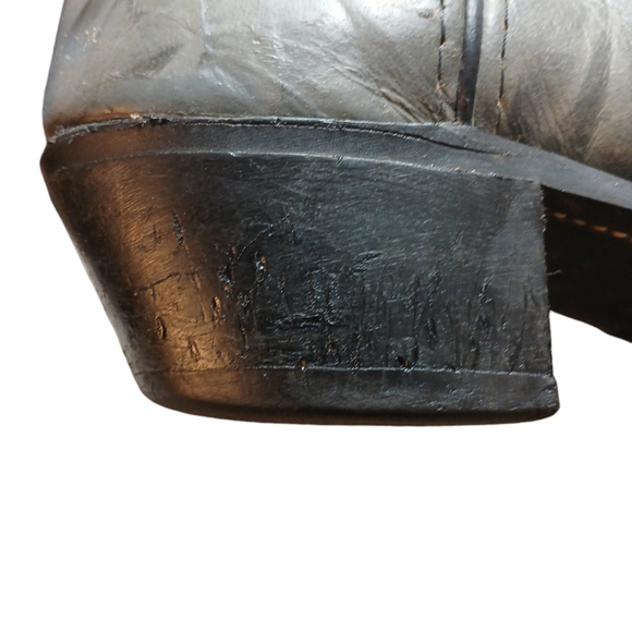 Vintage Texas Boot Co. Men's Gray Leather Cowboy Boots Silver Tip size 10 - Picture 12 of 16